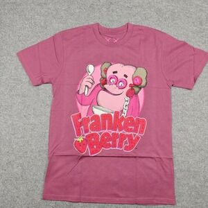 General Mills Franken Berry Shirt Mens Medium Pink Kaws Cereal Graphic Tee New